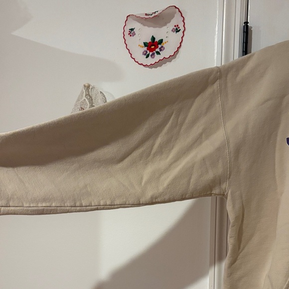 Gildan Cream Hoodie with Purple Print - Picture 4 of 7